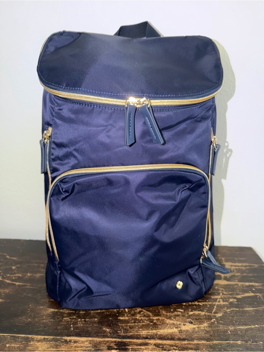 Samsonite Navy Backpack with Gold Hardware